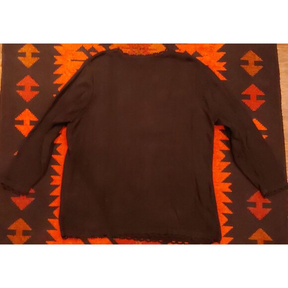 Quacker Factory Plus Size Black Sweater Colorful Sequin Bead Heart. Size - Picture 13 of 13